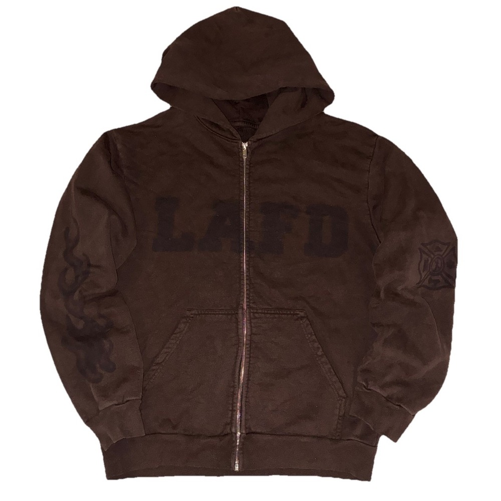 Travis Scott Cactus Jack LAFD Hoodie M Brown CA Fire Relief Limited‎ NEW *flaw